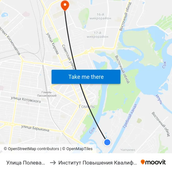 Улица Полевая — 2 to Институт Повышения Квалификации map