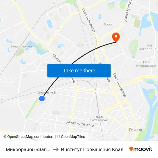 Микрорайон «Западный» to Институт Повышения Квалификации map