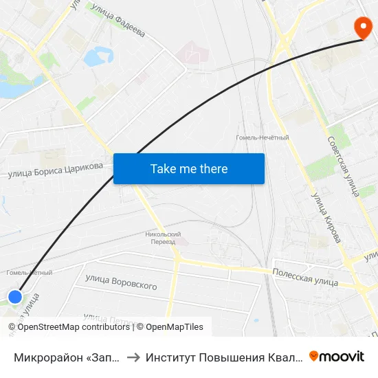 Микрорайон «Западный» to Институт Повышения Квалификации map