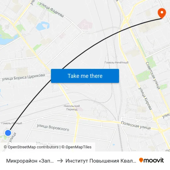 Микрорайон «Западный» to Институт Повышения Квалификации map