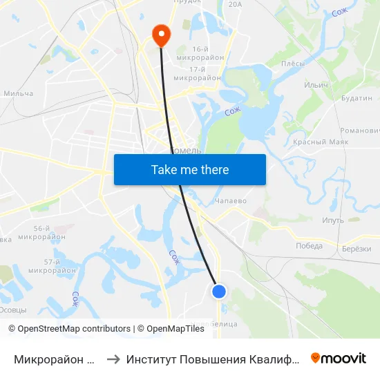 Микрорайон № 35 to Институт Повышения Квалификации map