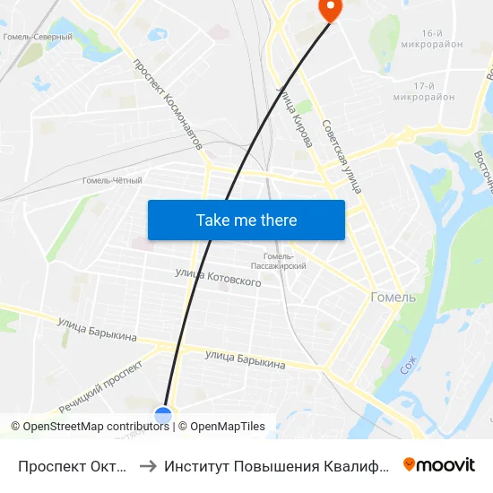 Проспект Октября to Институт Повышения Квалификации map