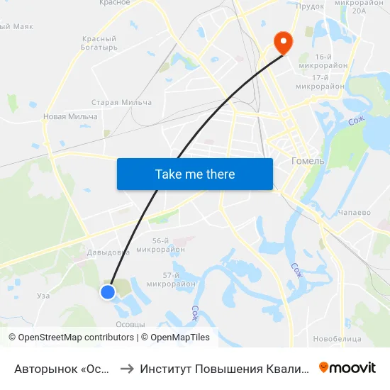 Авторынок «Осовцы» to Институт Повышения Квалификации map