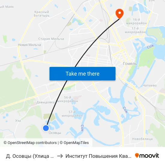 Д. Осовцы (Улица Победы) to Институт Повышения Квалификации map