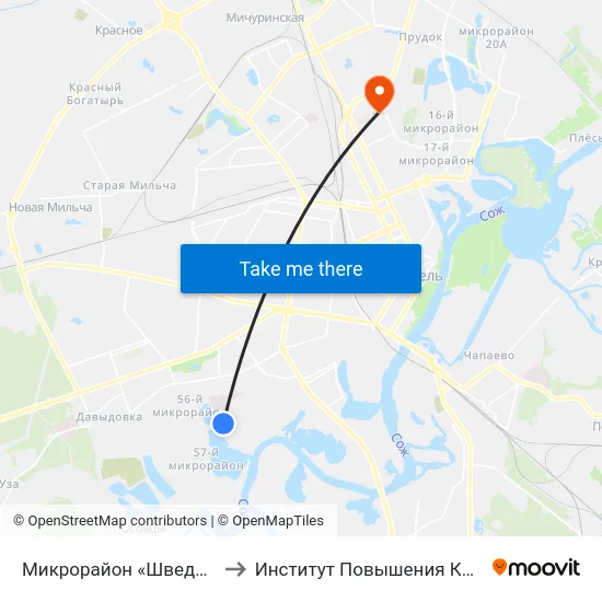 Микрорайон «Шведская Горка» to Институт Повышения Квалификации map