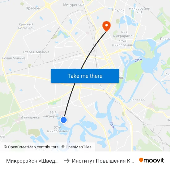 Микрорайон «Шведская Горка» to Институт Повышения Квалификации map