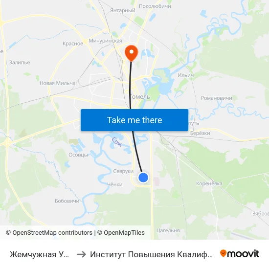 Жемчужная Улица to Институт Повышения Квалификации map