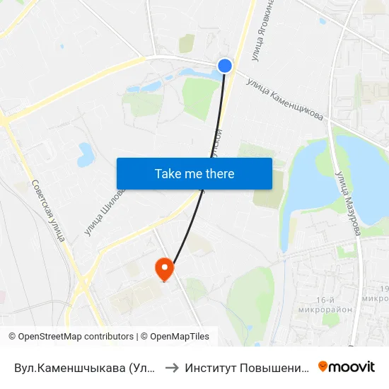 Вул.Каменшчыкава (Улица Каменщикова) to Институт Повышения Квалификации map