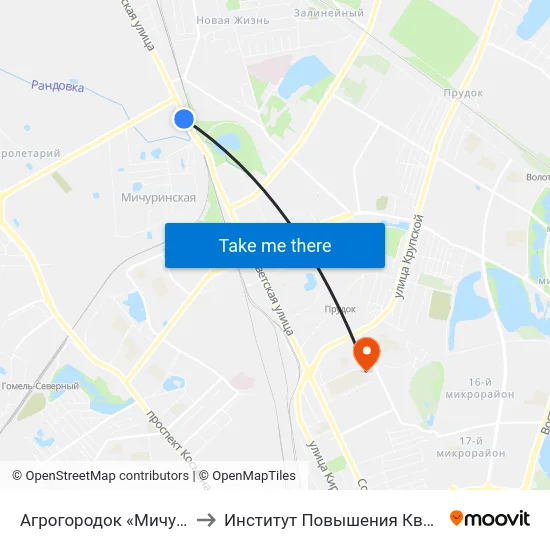 Агрогородок «Мичуринский» to Институт Повышения Квалификации map