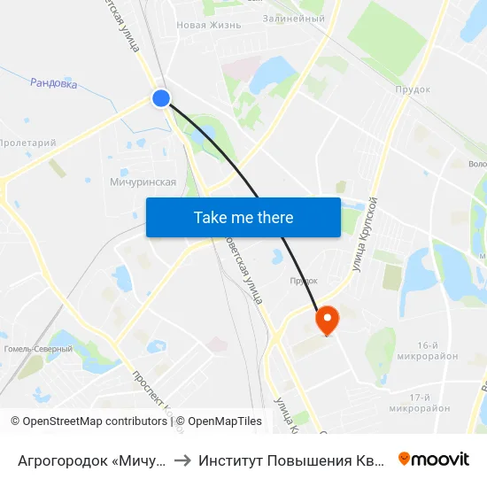 Агрогородок «Мичуринский» to Институт Повышения Квалификации map