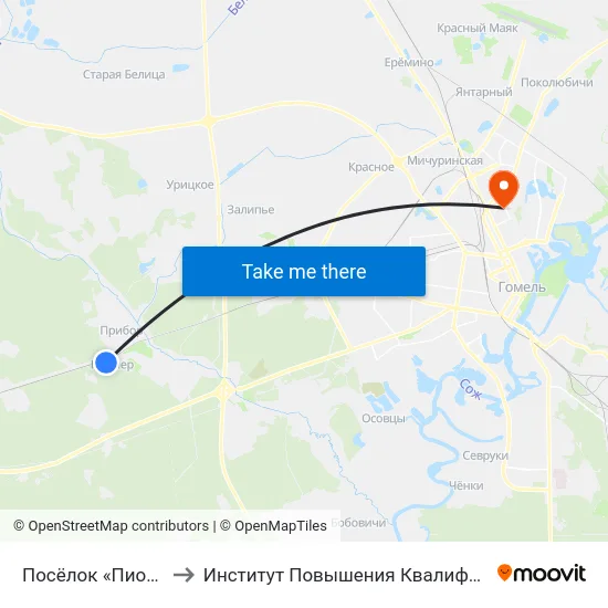 Посёлок «Пионер» to Институт Повышения Квалификации map