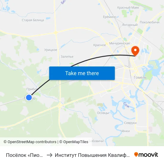 Посёлок «Пионер» to Институт Повышения Квалификации map