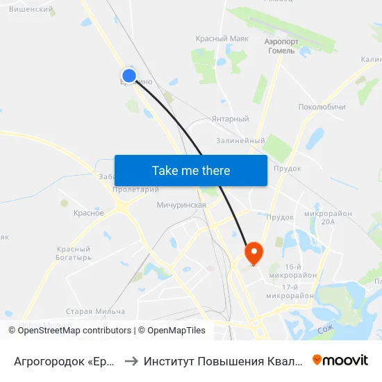 Агрогородок «Ерёмино» to Институт Повышения Квалификации map