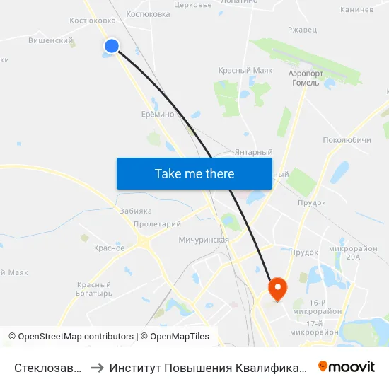 Стеклозавод to Институт Повышения Квалификации map