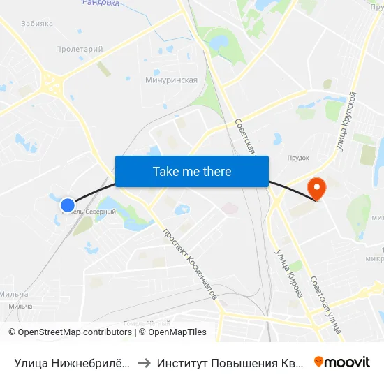 Улица Нижнебрилёвская — 1 to Институт Повышения Квалификации map