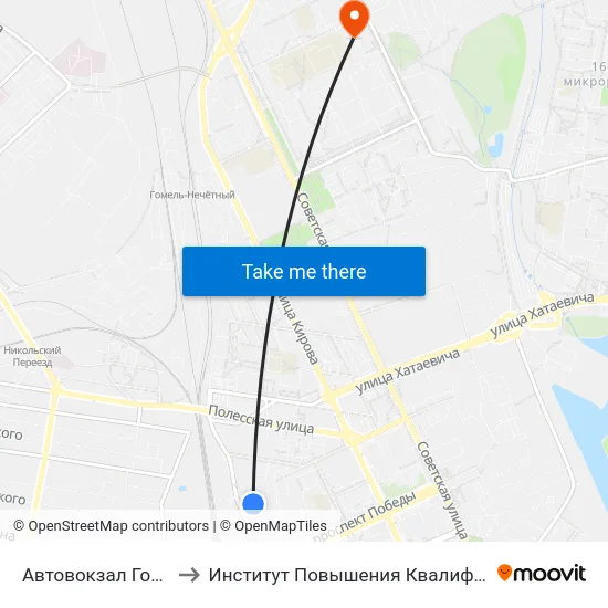 Автовокзал Гомель to Институт Повышения Квалификации map