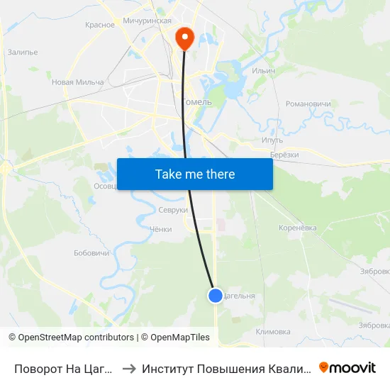 Поворот На Цагельню to Институт Повышения Квалификации map