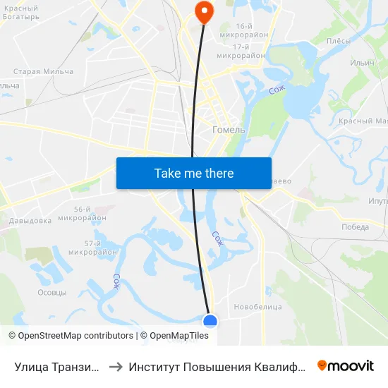 Улица Транзитная to Институт Повышения Квалификации map