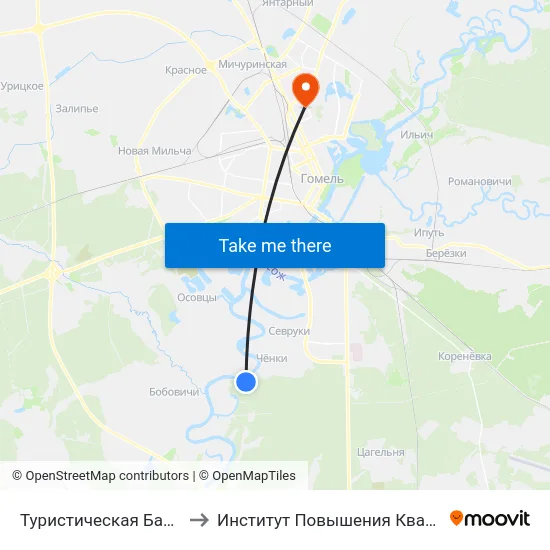 Туристическая База «Сож» to Институт Повышения Квалификации map