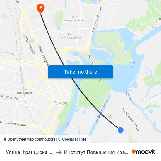 Улица Франциска Скорины to Институт Повышения Квалификации map