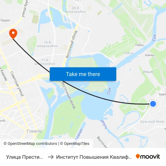 Улица Престижная to Институт Повышения Квалификации map