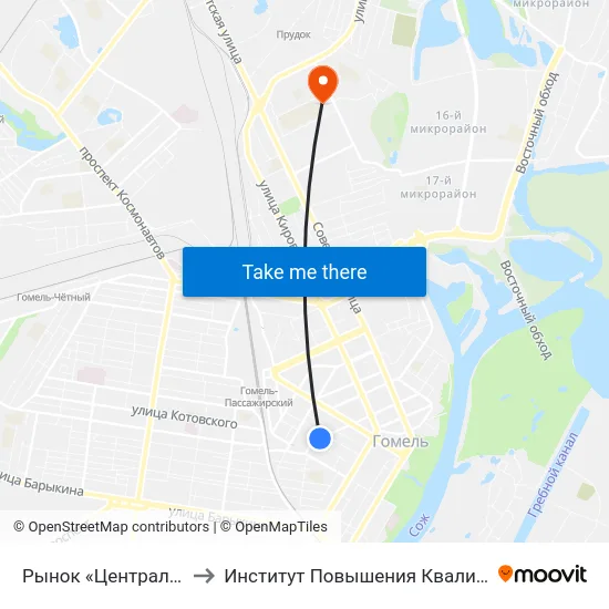 Рынок «Центральный» to Институт Повышения Квалификации map