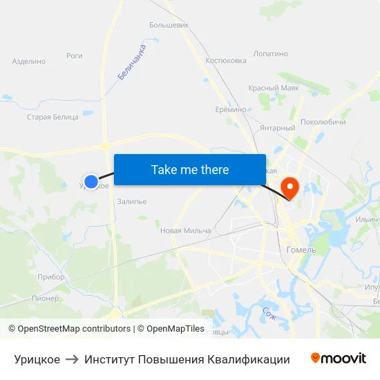 Урицкое to Институт Повышения Квалификации map