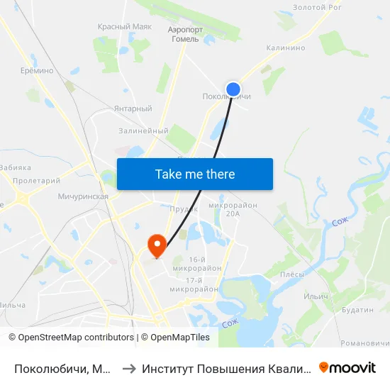 Поколюбичи, Магазин to Институт Повышения Квалификации map