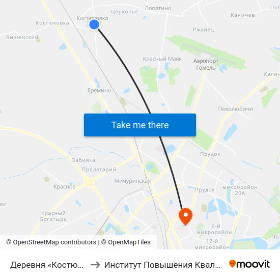 Деревня «Костюковка» to Институт Повышения Квалификации map