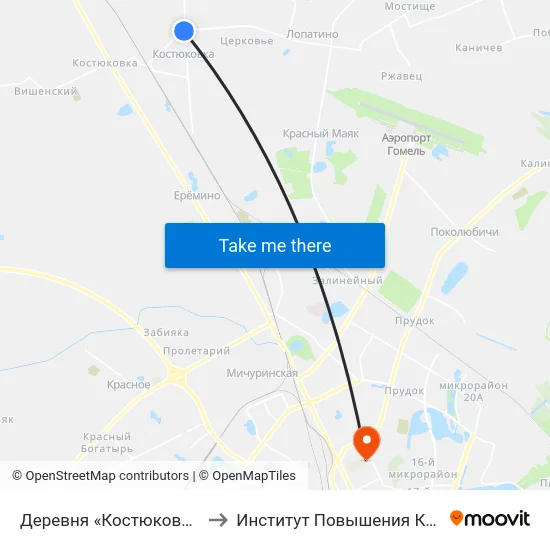 Деревня «Костюковка» (Кольцо) to Институт Повышения Квалификации map