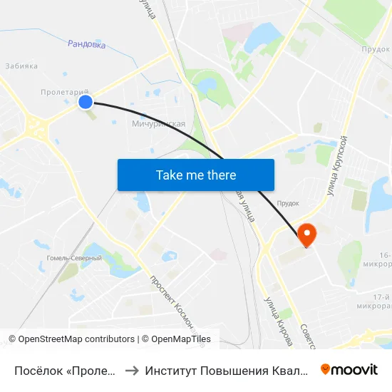 Посёлок «Пролетарий» to Институт Повышения Квалификации map
