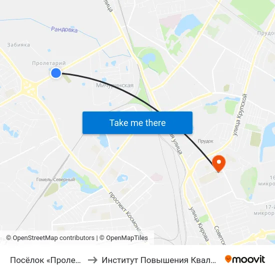 Посёлок «Пролетарий» to Институт Повышения Квалификации map