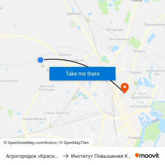 Агрогородок «Красное» (Кольцо) to Институт Повышения Квалификации map
