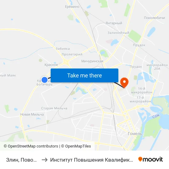 Злин, Поворот to Институт Повышения Квалификации map