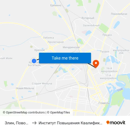 Злин, Поворот to Институт Повышения Квалификации map