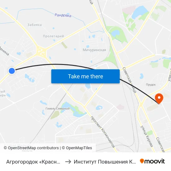 Агрогородок «Красное», Церковь to Институт Повышения Квалификации map