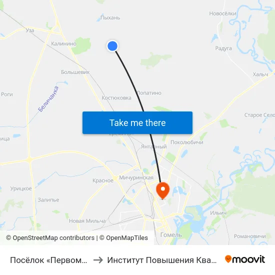 Посёлок «Первомайский» to Институт Повышения Квалификации map