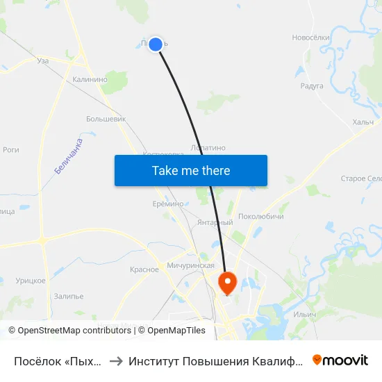 Посёлок «Пыхань» to Институт Повышения Квалификации map