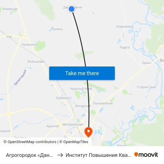 Агрогородок «Даниловичи» to Институт Повышения Квалификации map