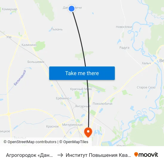 Агрогородок «Даниловичи» to Институт Повышения Квалификации map