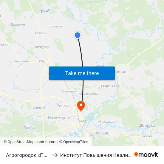 Агрогородок «Присно» to Институт Повышения Квалификации map