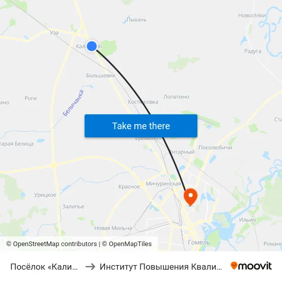 Посёлок «Калинино» to Институт Повышения Квалификации map