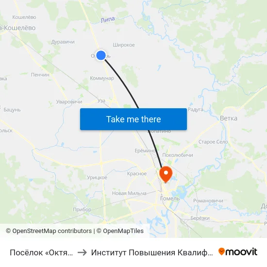 Посёлок «Октябрь» to Институт Повышения Квалификации map