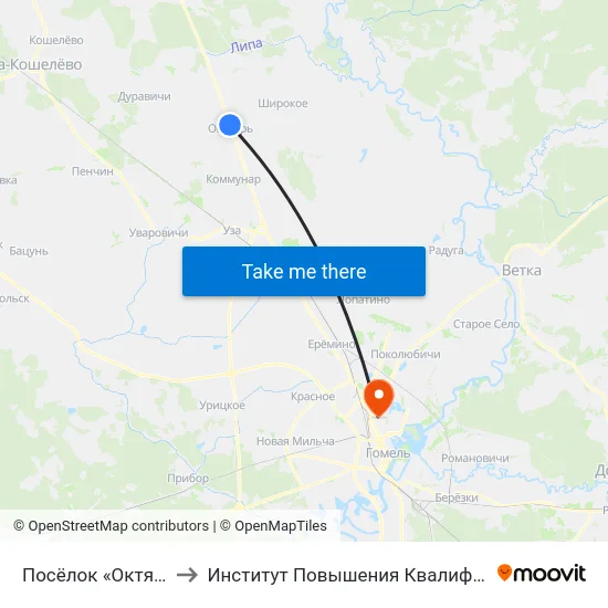 Посёлок «Октябрь» to Институт Повышения Квалификации map