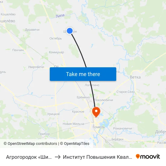 Агрогородок «Широкий» to Институт Повышения Квалификации map