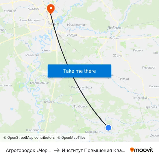 Агрогородок «Черетянка» to Институт Повышения Квалификации map