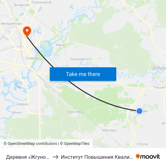 Деревня «Жгуно-Буда» to Институт Повышения Квалификации map