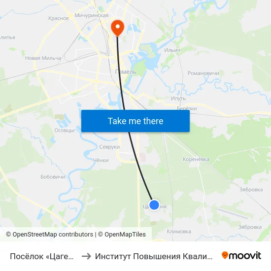 Посёлок «Цагельня» to Институт Повышения Квалификации map