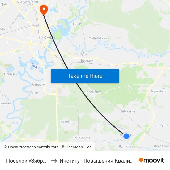 Посёлок «Зябровка» to Институт Повышения Квалификации map