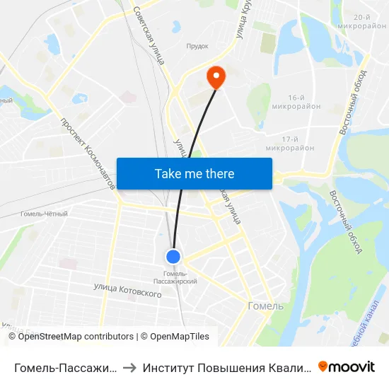 Гомель-Пассажирский to Институт Повышения Квалификации map